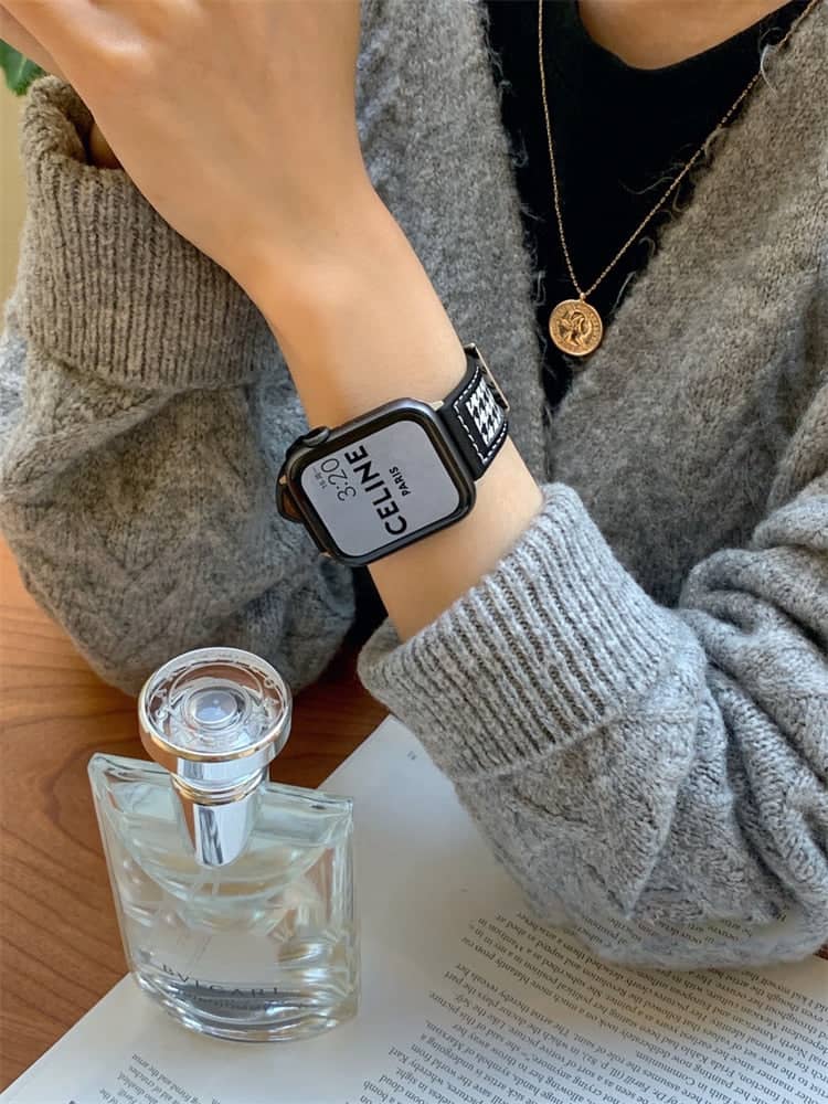 Women's Canvas and Leather Patterned Band for Apple Watch