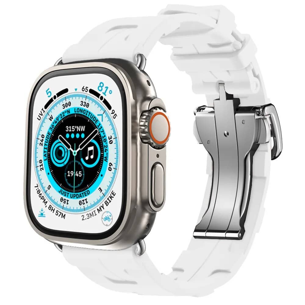 Premium Silicone Dress Band with Deployant Strap for Apple Watch