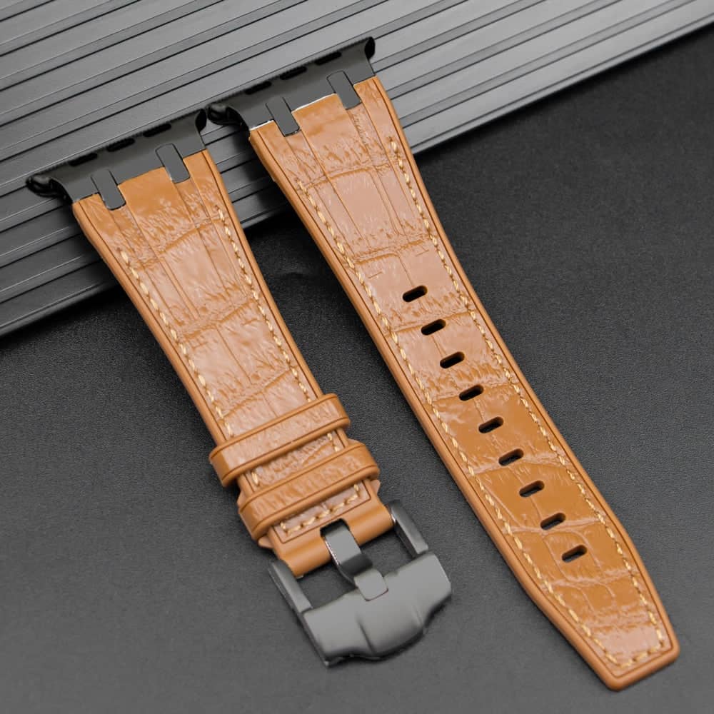 Dress Crocodile Pattern Leather Apple Watch Band with Metal Hardware | Infinity Loops
