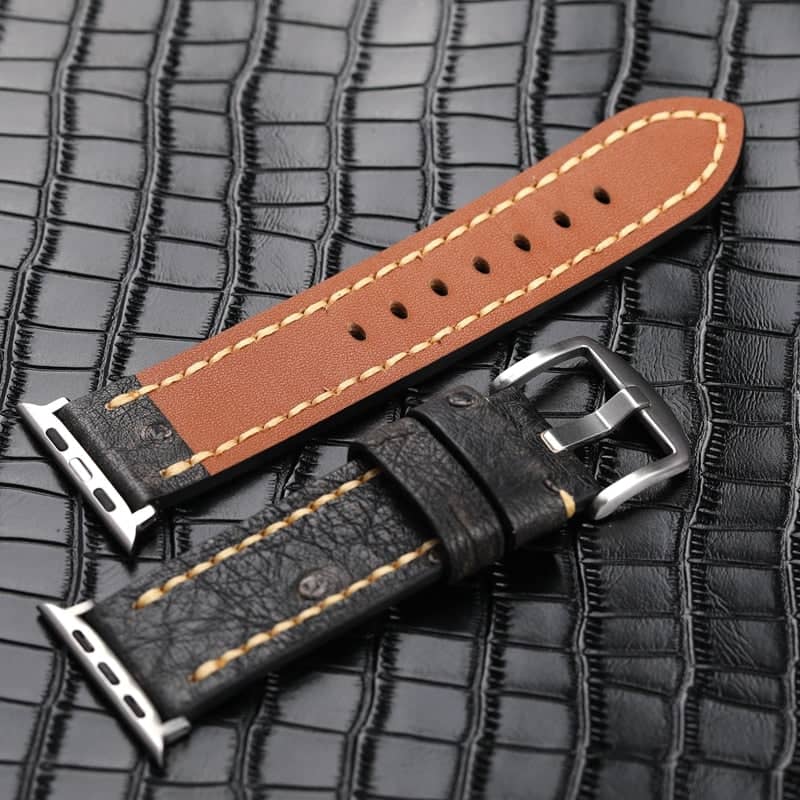 Handmade Ostrich Leather Apple Watch Band | Infinity Loops