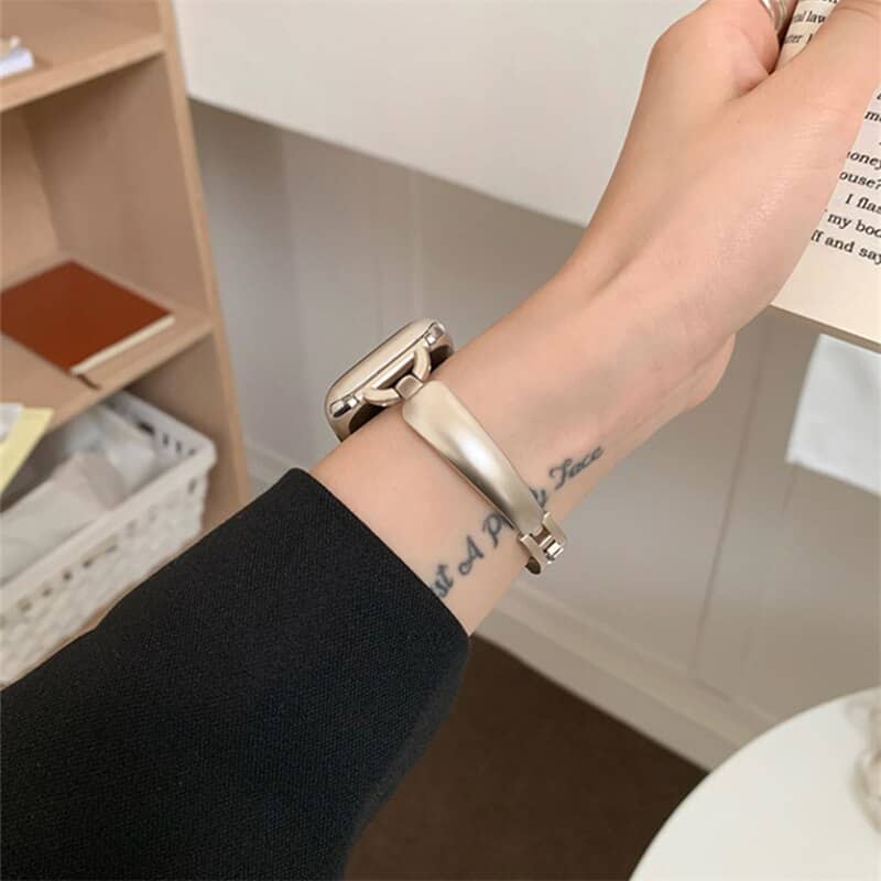 Steel Designer Apple Watch Band with Delicate Clasp | Infinity Loops