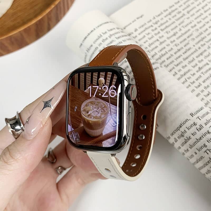 Women's Thin Leather Apple Watch Strap with Snap Closure | Infinity Loops