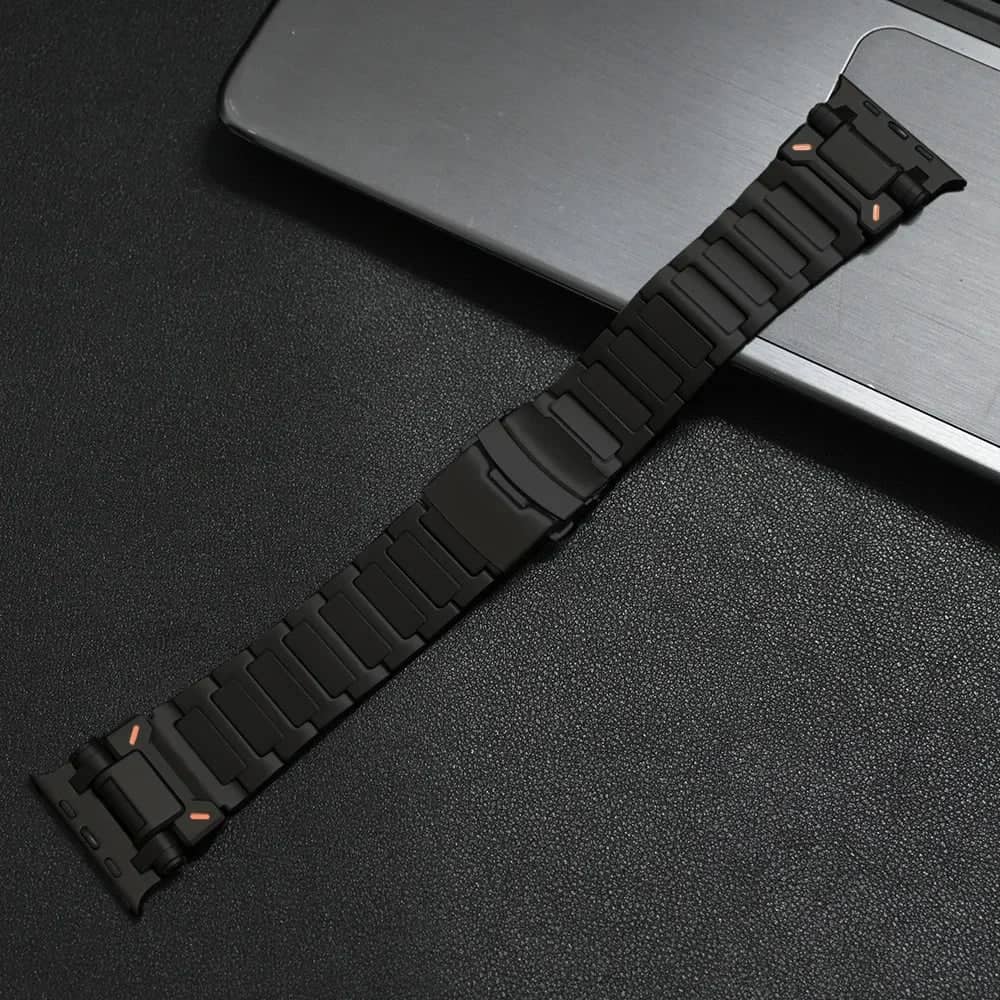 Black Titanium Band 3.0 for Apple Watch Ultra, displaying the sleek and sophisticated black titanium design.