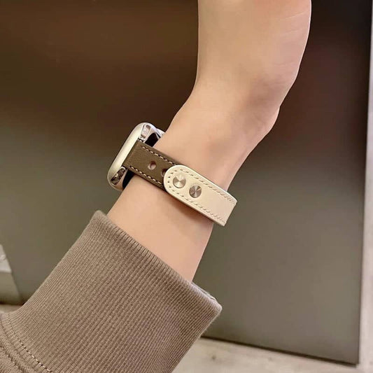 Women's Thin Leather Apple Watch Strap with Snap Closure | Infinity Loops