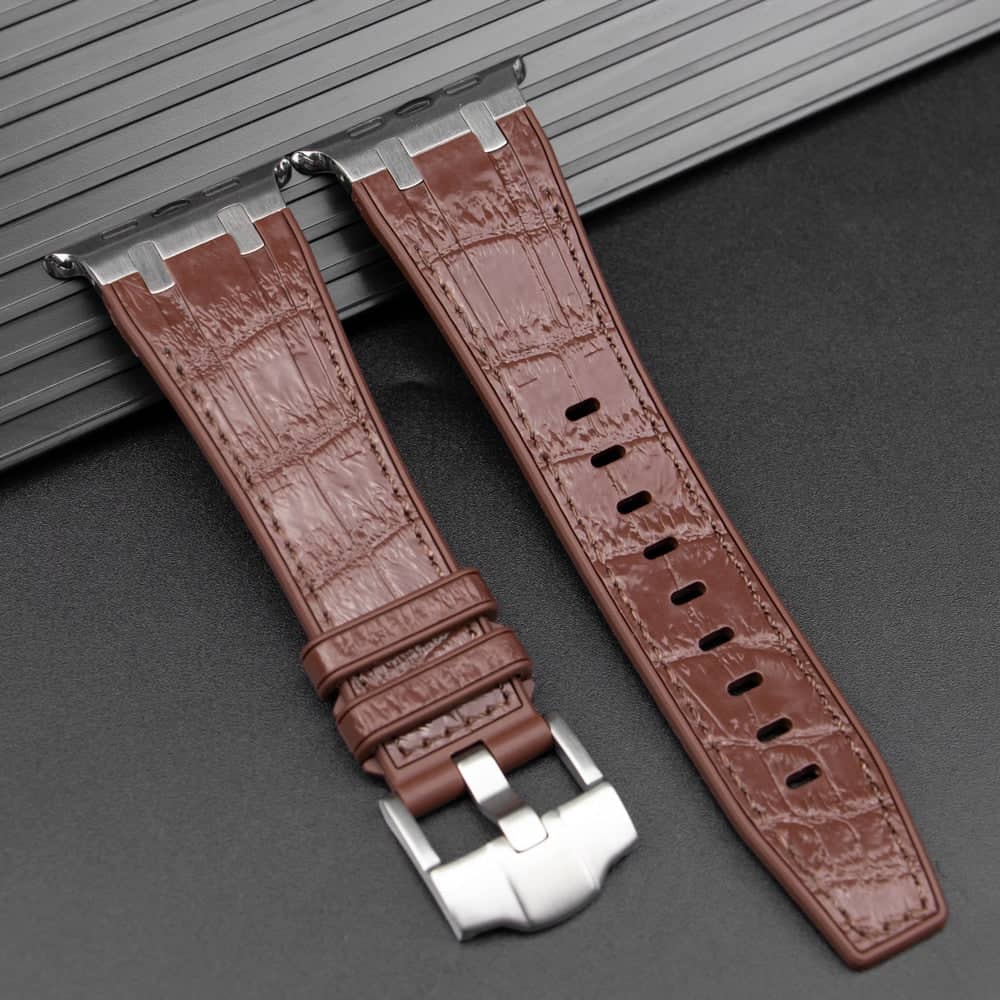 Dress Crocodile Pattern Leather Apple Watch Band with Metal Hardware | Infinity Loops