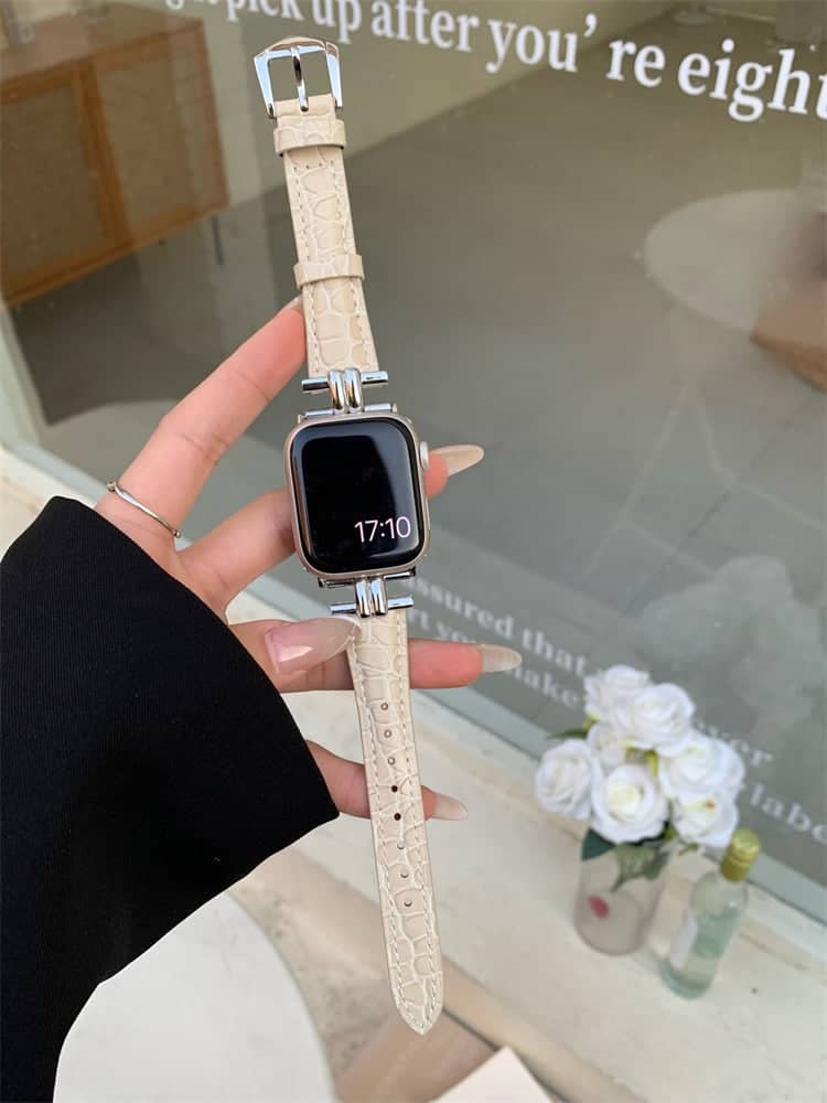 Women's Leather & Gold Apple Watch Band | Infinity Loops