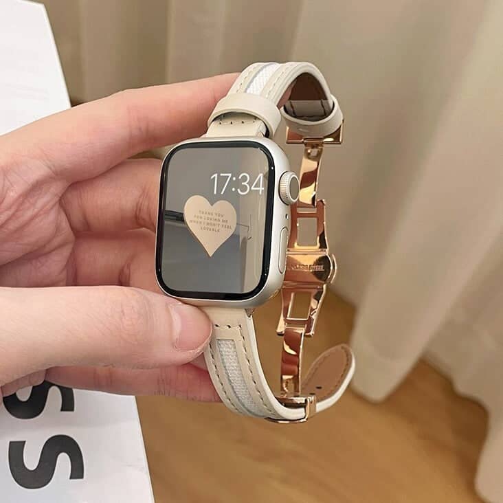 Canvas & Leather Butterfly Buckle Women's Apple Watch Band