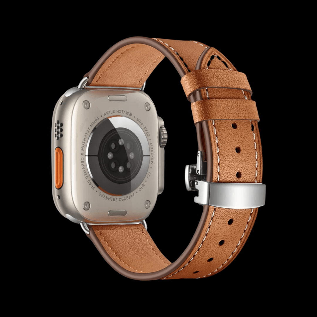 Genuine Leather Deployant Strap For Apple Watch Ultra - Infinity Loops