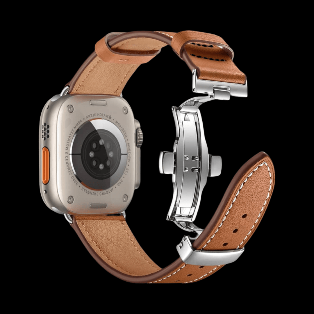 Genuine Leather Deployant Strap For Apple Watch Ultra - Infinity Loops