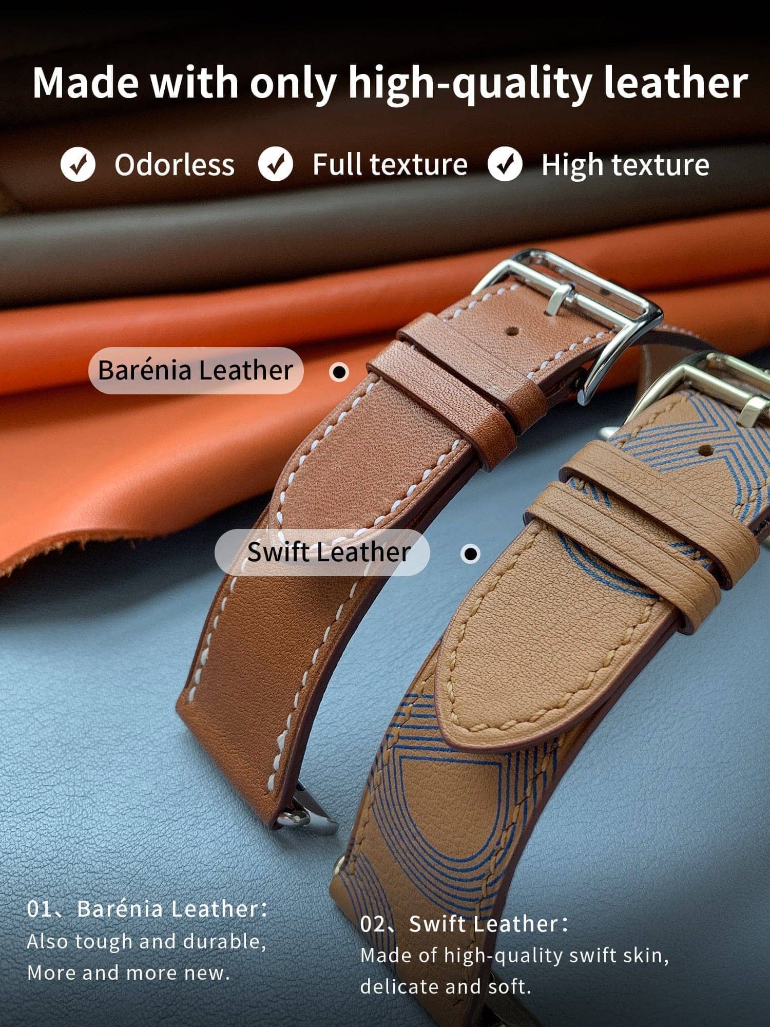 Hermes Style Watch Bands for Apple Watches - Infinity Loops Cassis / 38 / 40 / 41