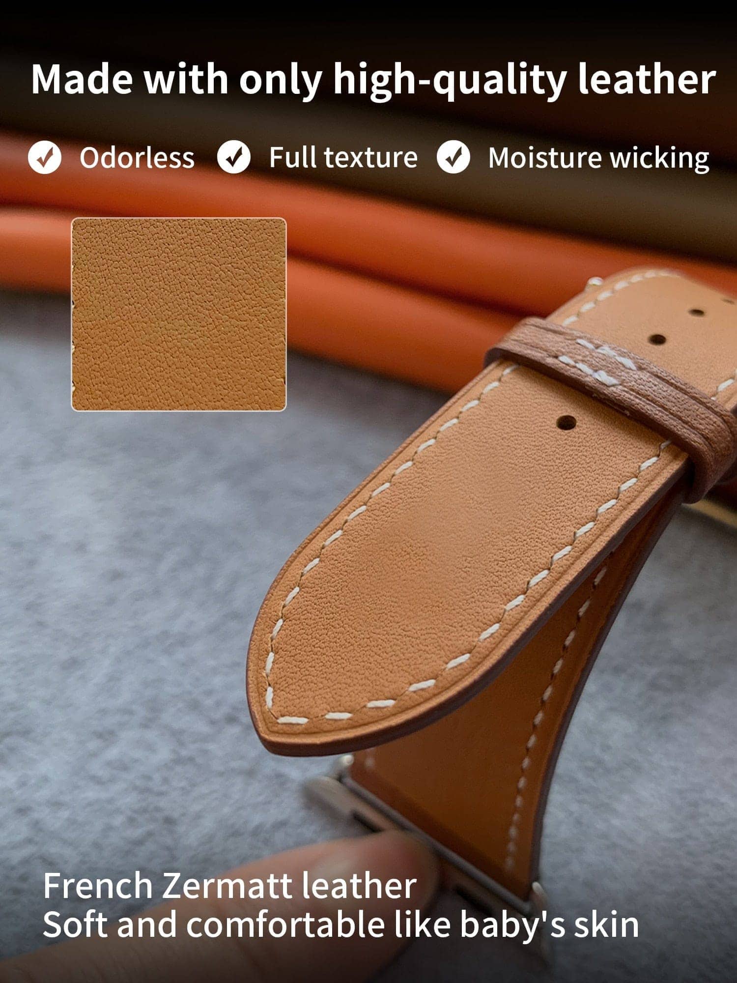 Apple Watch Hermès - Double turn leather watch strap - Barenia