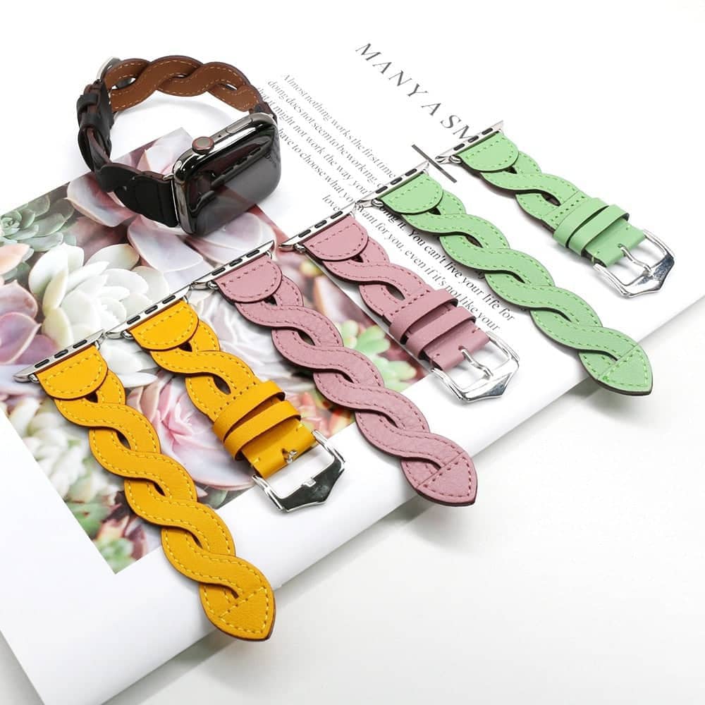 Braided Leather Apple Watch Straps In Candy Colors